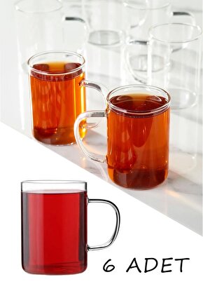 6 Adet Borosilikat Isıya Dayanıklı Termisil Cam Kupa, Çay Kahve Bardağı 200ml