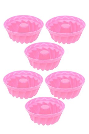 Silikon 6 Lı Göbekli Muffin Mini Kek Kalıbı (PEMBE)