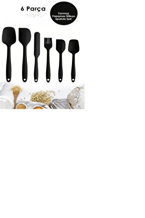 ReisHome 6lı Silikon Yanmaz Spatula Seti Yapışmaz Spatula, Fırça Ve Pasta Sıvama Bıçağı Seti