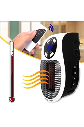 500 WATT PRİZ TİPİ UZAKTAN KUMANDALI TAŞINABİLİR ISITICI (ZAMANLAYICI) (OM-1211) (4172)