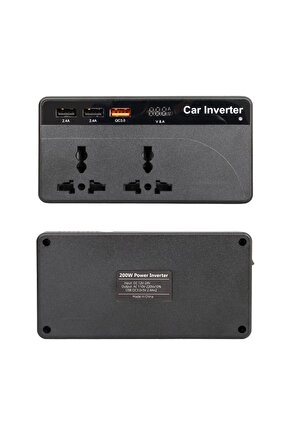 Cz0112v-24v 12-24 Volt 200 Watt 3 Usb Girişli Araç Power Inverter ( Lisinya ) alithestereo