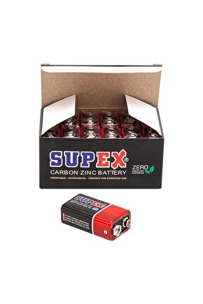 SUPEX 6F22 9 VOLT PİL (12 Lİ PAKET) (5047)