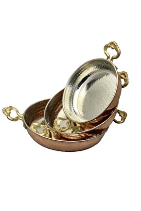 Batcaz- 3lü Set Bakır Sahan Omlet,kuymak ,yumurta Tavası (14CM-16CM-18CM)