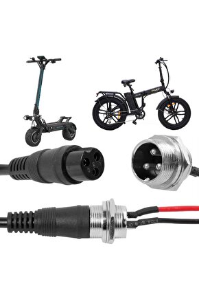 3 PİNLİ GİNGER ELEKTRİKLİ BİSİKLET - MOTOSİKLET - ARAÇ AKÜ ŞARJ KONNEKTÖRÜ