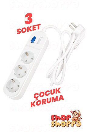 3lü 4lü 5li Akım Korumalı Grup Priz, Anahtarlı, Çocuk ve Yangın Koruması, 3500 Watt, 16 Amper