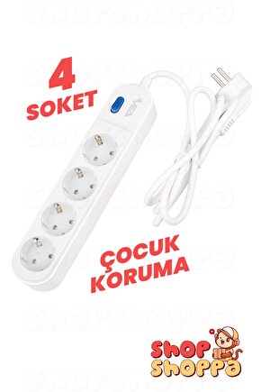 3lü 4lü 5li Akım Korumalı Grup Priz, Anahtarlı, Çocuk ve Yangın Koruması, 3500 Watt, 16 Amper