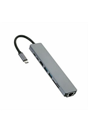 htc Type C To Hdmi Usb 3.0 Sd Microsd 8in1 Kart Rj45 Ethernet Çevirici Dönüştürücü Adaptör