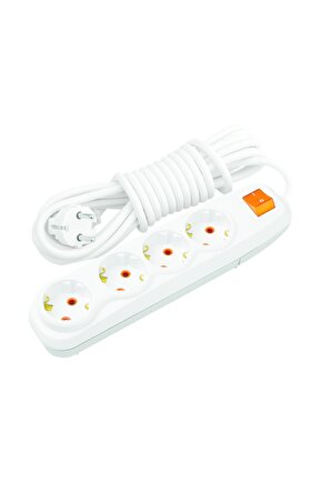 4lü 5 Metre Topraklı Anahtarlı Grup Priz