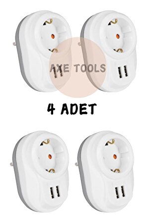 4 Adet Çift Usb Akım Korumalı Çocuk Güvenlikli Priz TSE CE BELGELİ