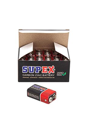 Supex 6F22 9 Volt Pil 12 Li Paket