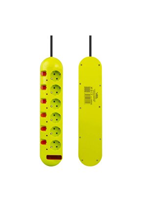 Axe Tools 1.5 Metre Kablolu 6 Topraklı Prizli Ayrı Anahtarlı Sarı Grup Priz Kpf3360417
