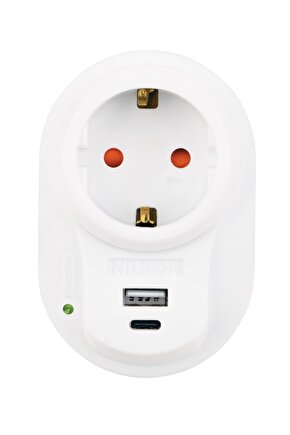 Tekli Akım Korumalı Priz USB + Type C Hızlı Şarj