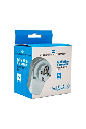 Beyaz Anahtarlı Akım Korumalı Priz 10 Amper 2510 Watt AXE997