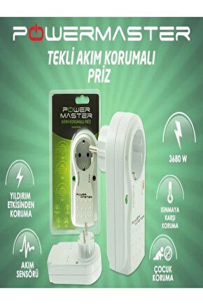 Topraklı Tekli Akım Korumalı Priz Voltaj Koruma Yıldırım Düşmesine Karşı