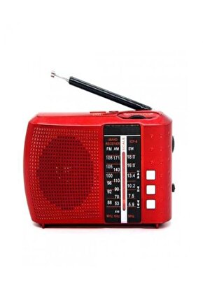 Kırmızı Radyo Bluetooth + Fm Radyolu Usb Tf Kart Şarjlı Cep Radyosu AXE-ICF8