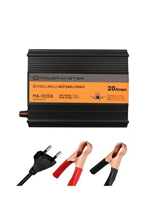 Yeni Nesil 12 Volt 20 Amper Akıllı Akü Şarj Cihazı Maşalar Pakete Dahildir