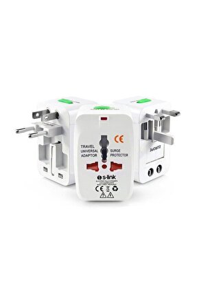 S-lınk Slx-wta03 Beyaz Unıversal Seyahat Adaptörü * Powermaster Çoklu Priz Çevirici Adaptör