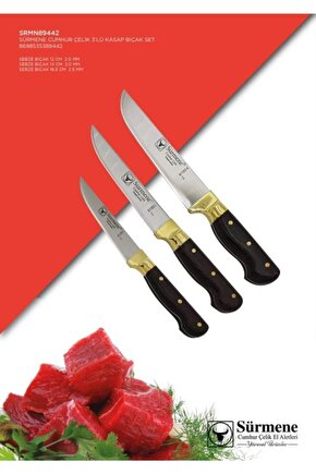 3lü Mutfak Bıçak Seti Sürmene Süper Keskin 1. Kalite Sürmene Bıçağı