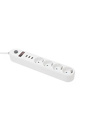 Beyaz Renk Çoklu Akıllı Taşınabilir Uzatma Kablolu Usb Port Çıkışlı Priz