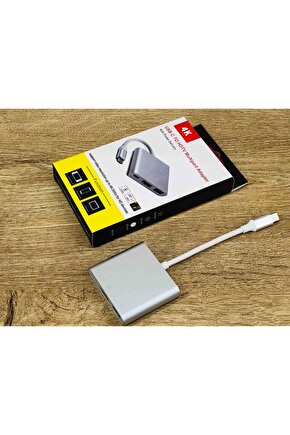 3 In 1 Type-c To Hdmı Usb 3.0 Çevirici Dönüştürücü Adaptör 4k Macbook Thinkpad Yoga Windows 10