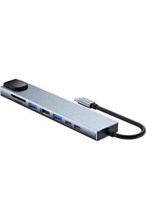 Type-c Tf Sd Ethernet Sd Usb Lan Rj45 Hdmı Çevirici Macbook Chromebook Laptop Için Çevirici