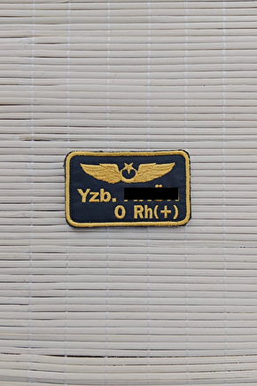Hava Kuvvetleri Pilot Rutbe Soyad Kan Grubu Yazili Bez İsimlikli Nakisli Brovesi