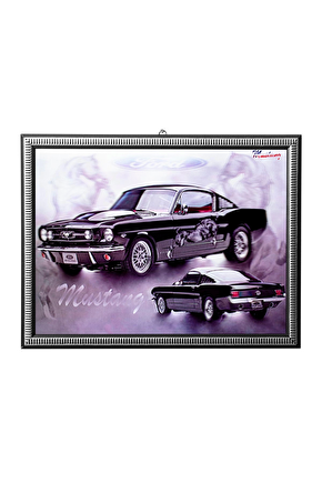 5d Recine Elmas Boyama 180° Hareketli Klasik Mustang Araba Cerceveli Tablo Resim
