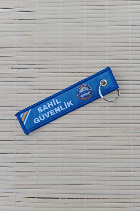 Sahil Guvenlik Tcsg 24 Yazili Mavi Beyaz Nakis İslemeli Bez Anahtarlik