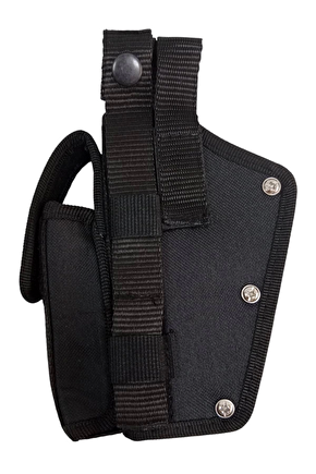 Siyah Renkli Sol El Cift Emniyetli Sarjorluklu Airsoft Palaskaya Kemere Gecirmeli İmpertex Silah Kilifi
