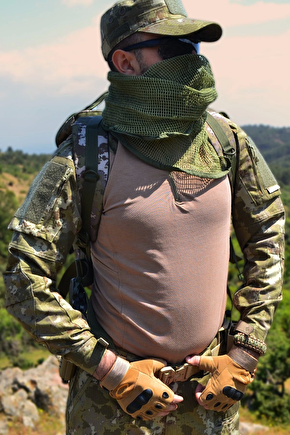 Kara Kuvvetleri Yeni Kamuflaj Renkli Uzun Kollu 4 Cepli Bato Yaka Ceyrek Fermuarli Operasyon Taktik Combat Tisort