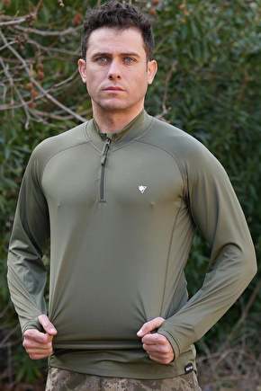 Kara Kuvvetleri Haki Renkli Uzun Kollu Ceyrek Fermuarli Esnek İc Katman Operasyon Taktik Combat Sweatshirt