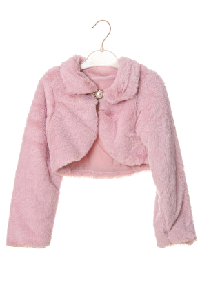 Pembe Renkli Uzun Kollu Pamuklu Kiz Cocuk Bolero Yelek
