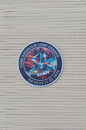 Turk Havacilik Uzay Sanayii İlk Ucus 21.02.2024 Kaan Yazili Ucak Logolu Fermateks Dokuma İslemeli Arma Patch Pec