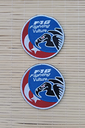 F 16 Fighting Vulture Yazili Akbaba Logolu Ayyildiz Bayrakli Nakis İslemeli Arma Pec Patch