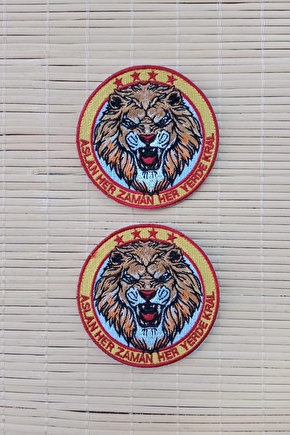 Aslan Her Zaman Her Yerde Kral Yazili Dort Yildiz Aslan Logolu Nakis İslemeli Arma Pec Patch