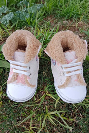 Nar Cicegi Renkli Converse Model İci Polarli Organik Unisex Cocuk Bebek İlkadim Bagcikli Patik Sneaker Casual Ayakkabi