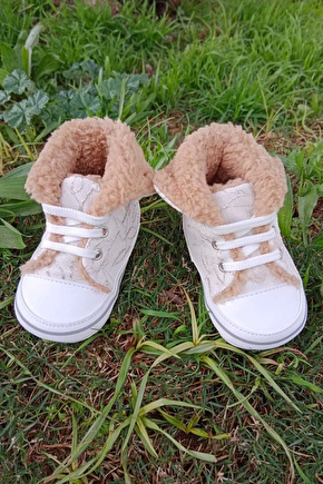 Pudra Renkli Converse Model İci Polarli Organik Cocuk Bebek İlkadim Bagcikli Patik Sneaker Casual Ayakkabi