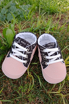 Somon Siyah Renkli İci Pamuklu Organik Ortopedik Cocuk Bebek İlkadim Bagcikli Patik Kanvas Sneaker Casual Ayakkabi