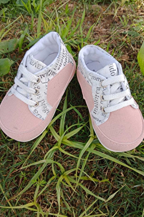 Somon Beyaz Renkli İci Pamuklu Organik Ortopedik Cocuk Bebek İlkadim Bagcikli Patik Kanvas Sneaker Casual Ayakkabi