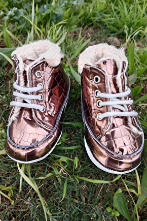 Kahve Renkli İci Polarli Organik Ortopedik Cocuk Bebek İlkadim Bagcikli Patik Kanvas Sneaker Casual Ayakkabi