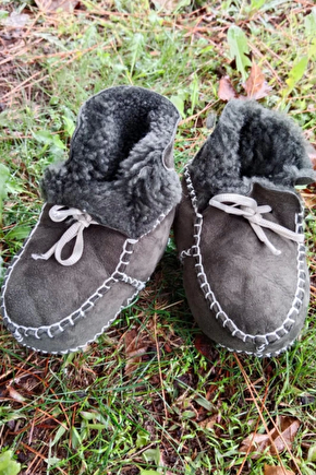 Haki Renkli Hakiki Kuzu Derisi Bagcikli İci Polarli Organik Ortopedik Cocuk Bebek İlkadim Bagcikli Patik Kanvas Sneaker 