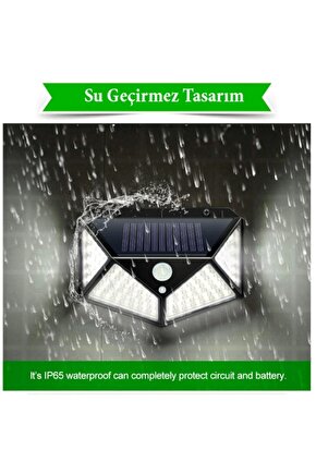 Enerjili Bahçe Lambası 100 Led 1li Paket Bahçe Aplik Bahçe Lambası Bahçe Aydınlatma