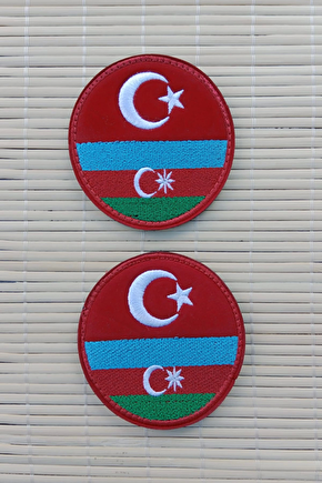 Azerbaycan Turkiye Bayrakli Nakis İslemeli Arma Pec Patch