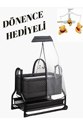 Dönenceli Npratik Lüx Bebek Beşiği Nenni Silinebilir Portatif Sallanır Sepet Beşik Hamak Beşik