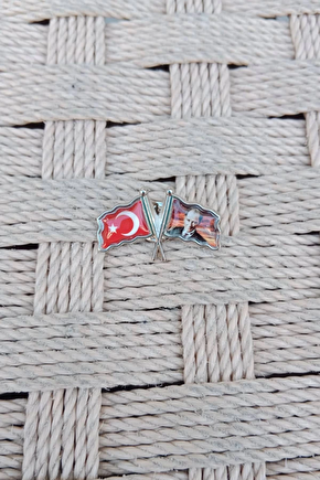 Ataturk Resimli Dalgalanan Bayrak Ceket Yaka İgnesi Yaka Rozeti