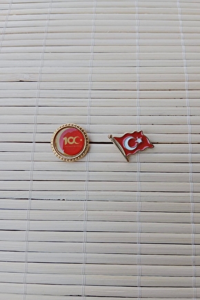 2 Adet 100.yil Dalgalanan Bayrak Sarrafiyeli Taki Ceket Yaka İgnesi Yaka Rozeti