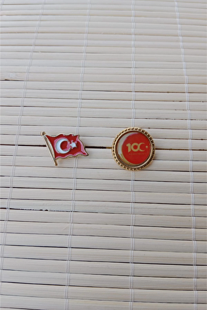 2 Adet Dalgalanan Bayrak 100.yil Sarrafiyeli Taki Ceket Yaka İgnesi Yaka Rozeti