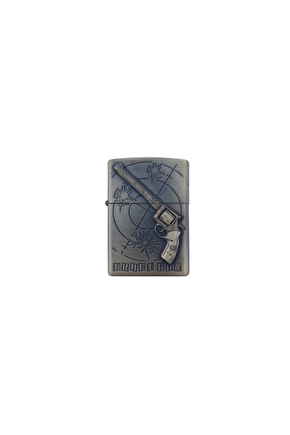 Ozel Tasarim Sari Renkli 45 Lik Tabanca Kabartmali Craft Gun Yazili Zippo Cakmak