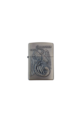 Ozel Tasarim Sari Renkli Snake War Eagle Yazili Kabartmali Zippo Cakmak