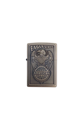 Ozel Tasarim Sari Renkli Eagle Series American Yazili Kabartmali Zippo Cakmak